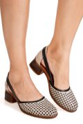 SANDALE TAUPE NEGRU PIELE NATURALA 1S7760