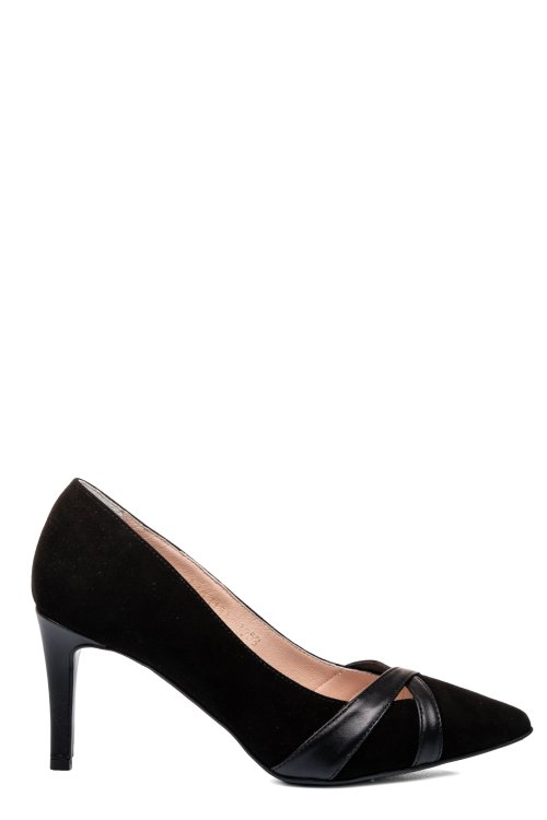 Pantofi dama guban negri piele naturala intoarsa 1s77253