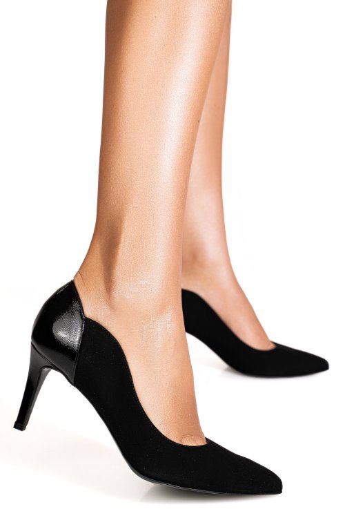 Pantofi dama guban negri piele naturala intoarsa 1s77342