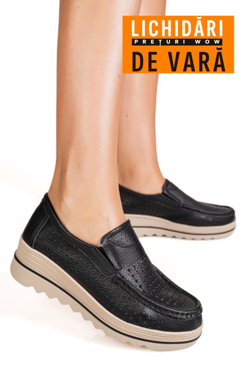 Mocasini negri piele naturala mspm221