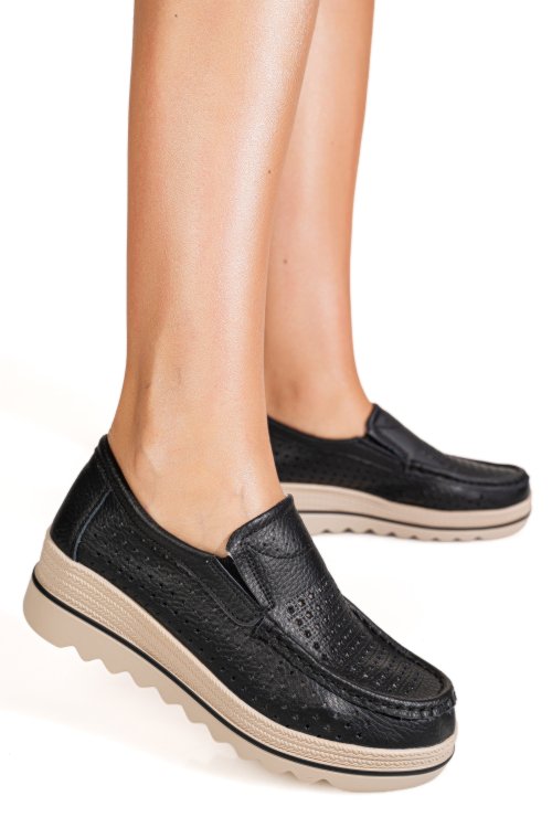 Mocasini negri piele naturala mspm221