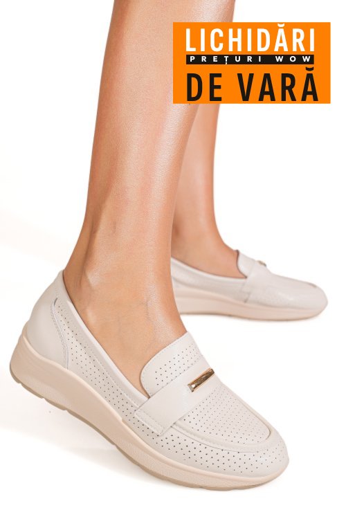 Mocasini bej piele naturala qspl783
