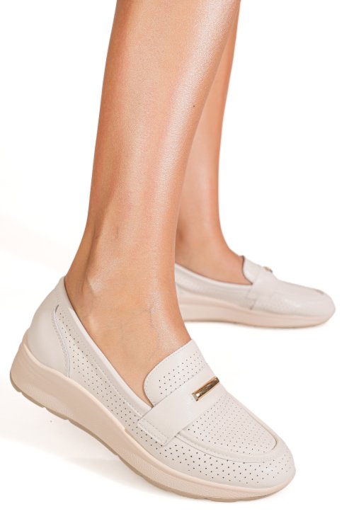Mocasini bej piele naturala qspl783