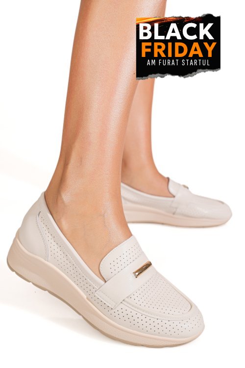 Mocasini bej piele naturala qspl783