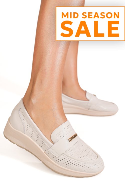 Mocasini bej piele naturala qspl783