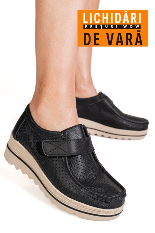 Mocasini negri piele naturala mspm220