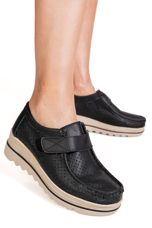 Mocasini negri piele naturala mspm220