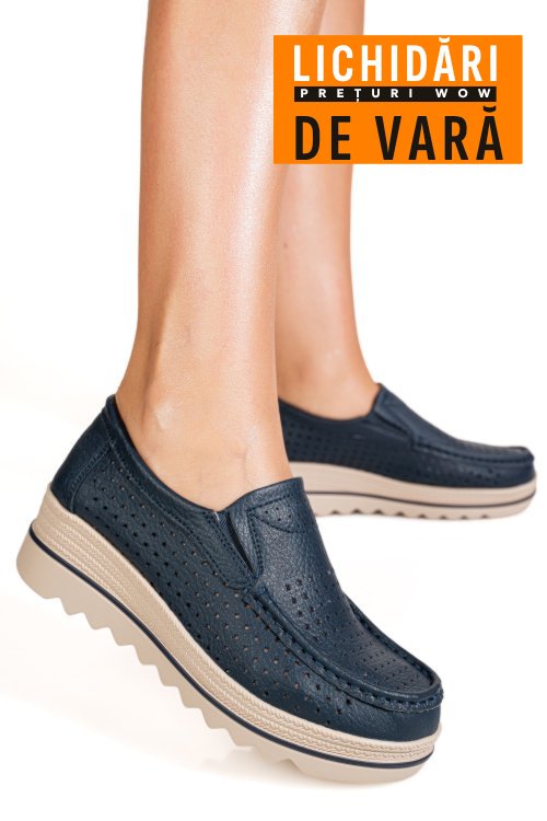 Mocasini bleumarin piele naturala mspm221