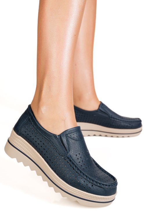Mocasini bleumarin piele naturala mspm221