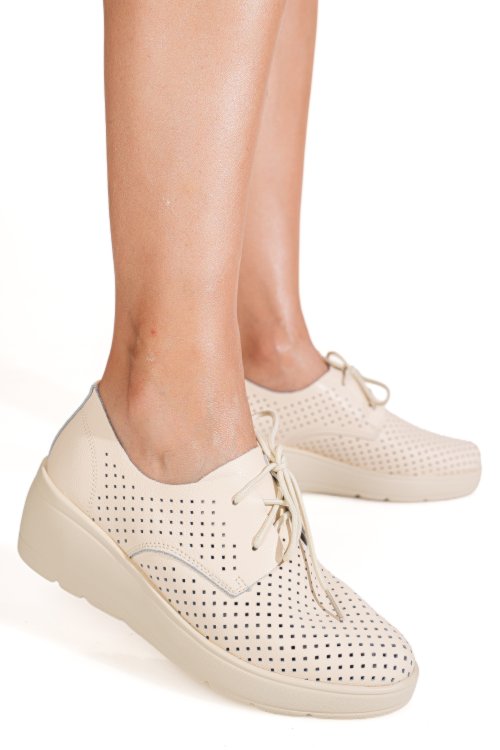 Pantofi bej piele naturala aspn3128