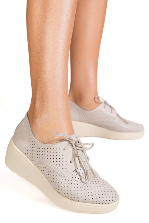 Pantofi gri piele naturala aspn3128