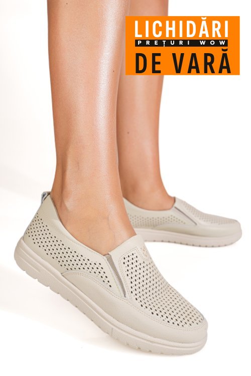 Mocasini bej piele naturala 1sp26010