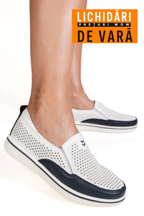 Mocasini alb albastru piele naturala 1sp26010