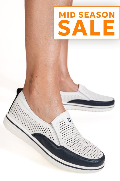 Mocasini alb albastru piele naturala 1sp26010