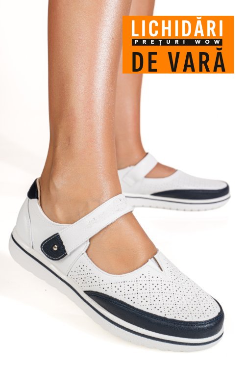 Mocasini alb albastru piele naturala 1sp2609