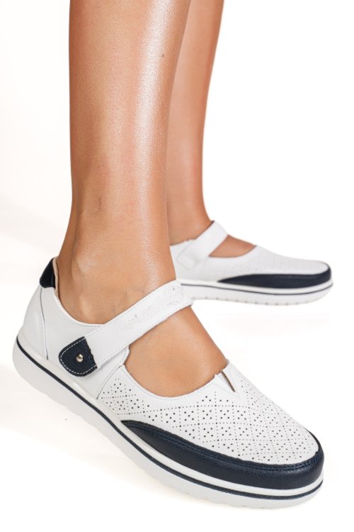 Mocasini alb albastru piele naturala 1sp2609