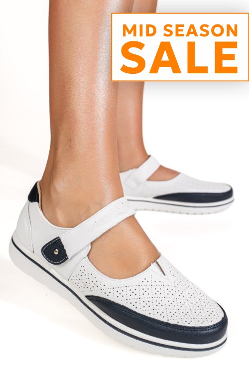 Mocasini alb albastru piele naturala 1sp2609