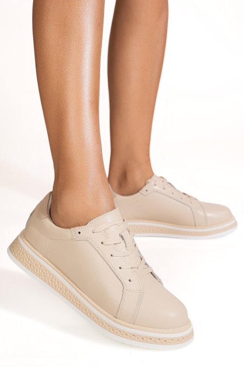 Pantofi sport bej piele naturala gpc033