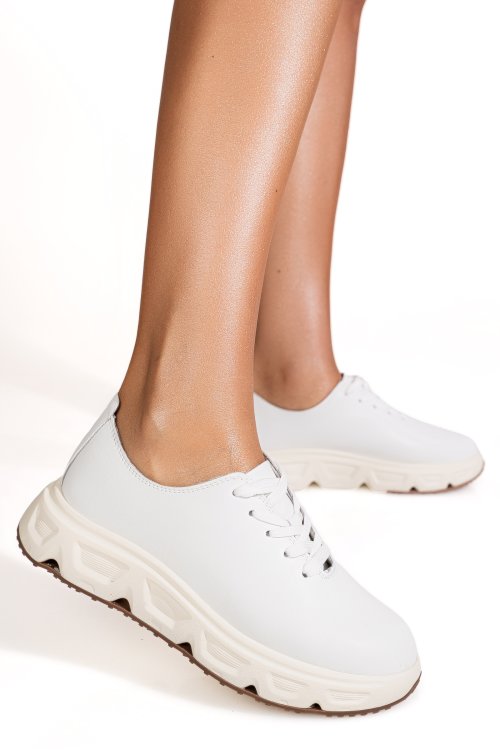Pantofi sport albi piele naturala fpc002534
