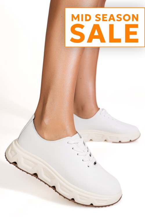 Pantofi sport albi piele naturala fpc002534