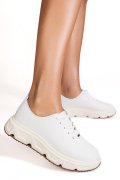 PANTOFI SPORT ALBI PIELE NATURALA FPC002534