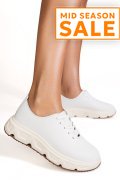 PANTOFI SPORT ALBI PIELE NATURALA FPC002534