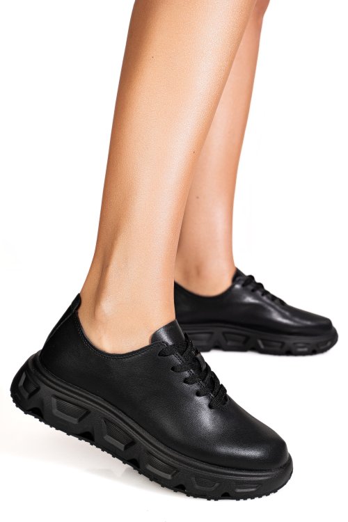 Pantofi sport negri piele naturala fpc002534