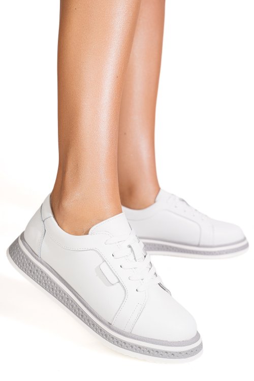 Pantofi albi piele naturala tpc6099