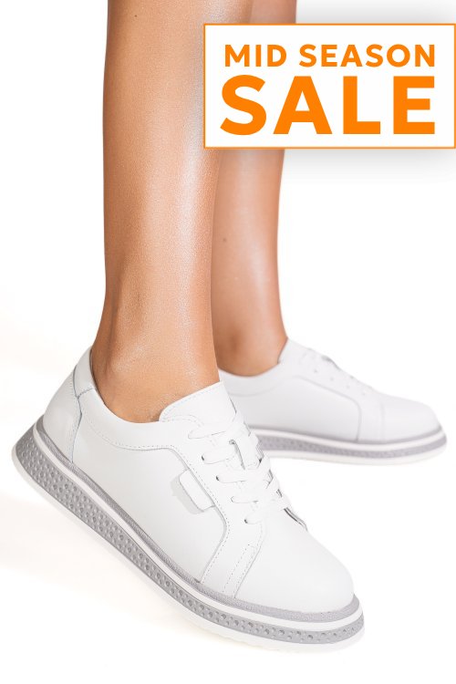 Pantofi albi piele naturala tpc6099