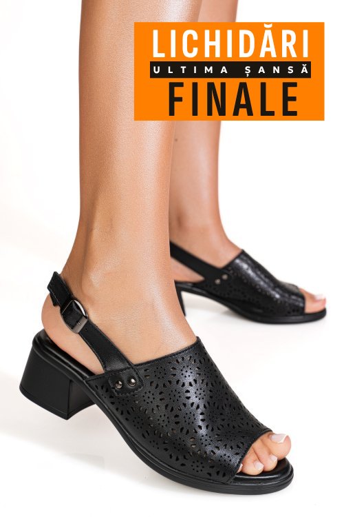 Sandale negre piele naturala tpc8049