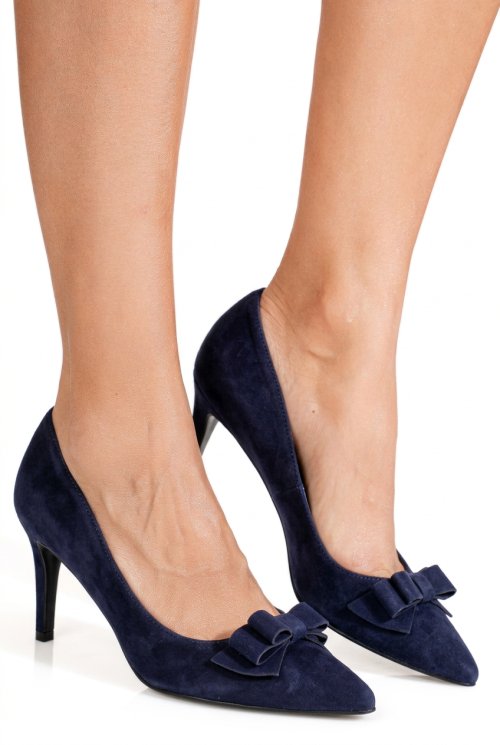 Pantofi dama guban piele naturala intoarsa bleumarin 1s77257