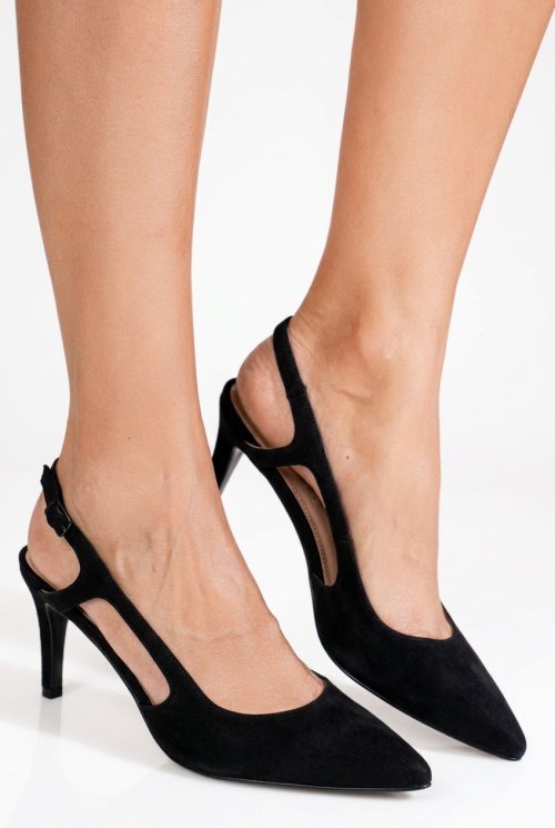 Pantofi dama guban negri piele naturala intoarsa 1s77392