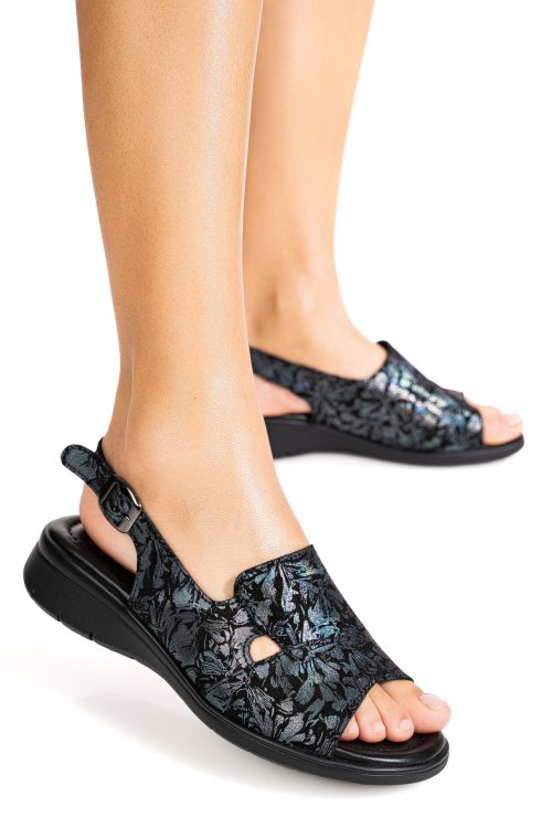 Sandale negre piele naturala tpc8052
