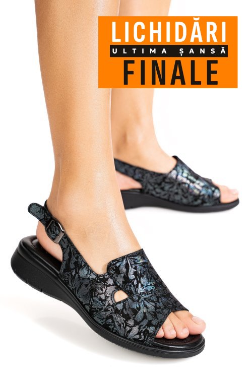 Sandale negre piele naturala tpc8052
