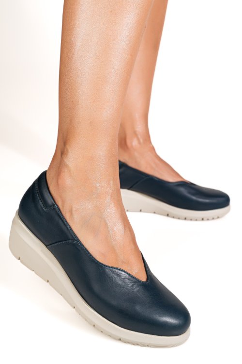 Mocasini albastri piele naturala ws77a01bx