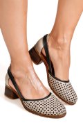 SANDALE TAUPE NEGRU PIELE NATURALA 1S7760