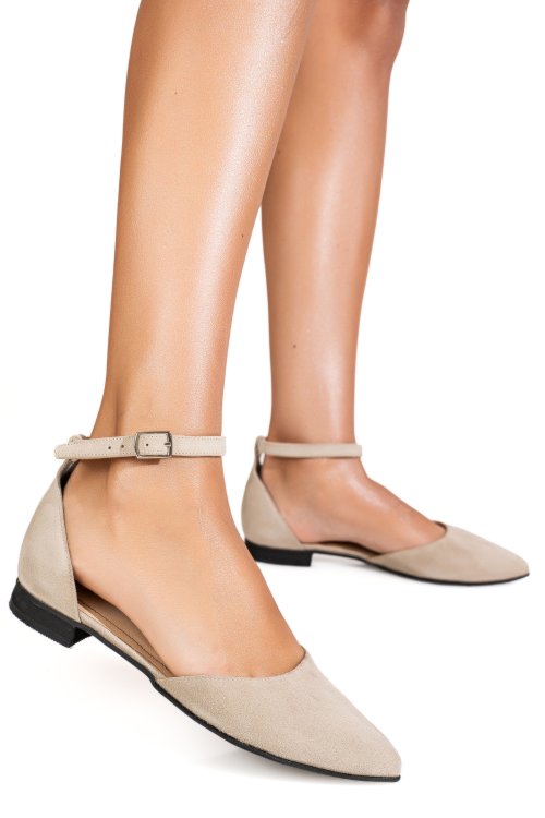 Balerini bej piele naturala intoarsa 3s7753