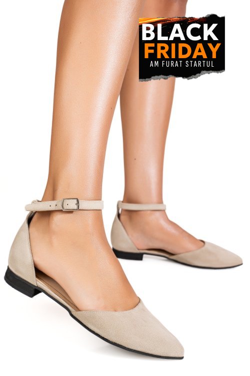 Balerini bej piele naturala intoarsa 3s7753