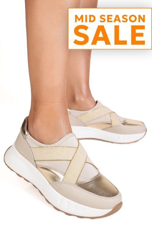 Pantofi sport aurii piele naturala fsp001-942