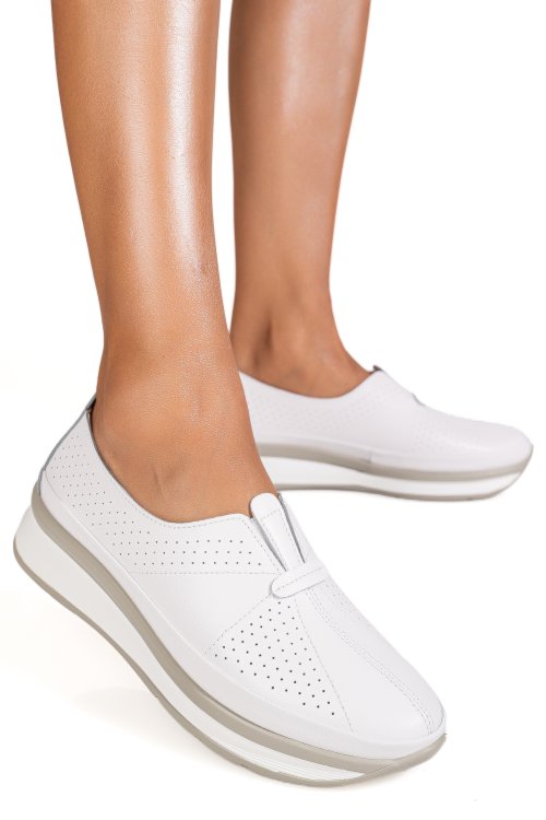 Espadrile albe piele naturala fsp001720