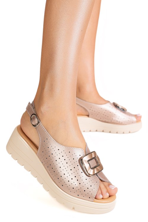 Sandale champagne piele naturala tpc80212
