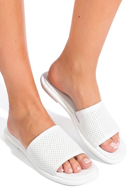 Papuci albi piele naturala fsp001784