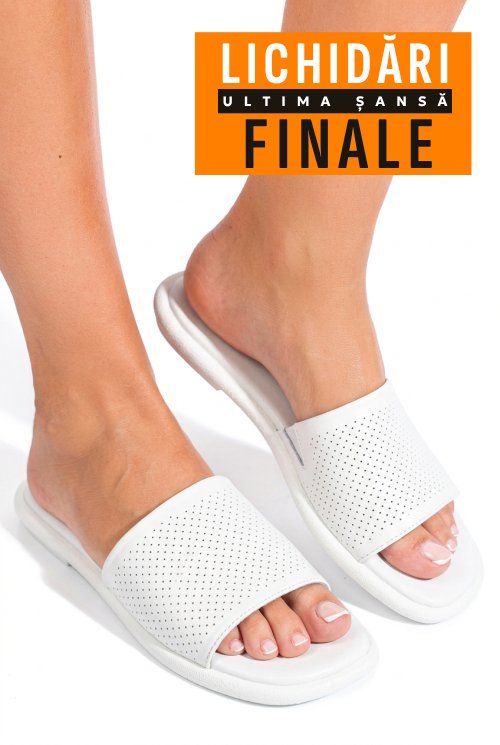 Papuci albi piele naturala fsp001784
