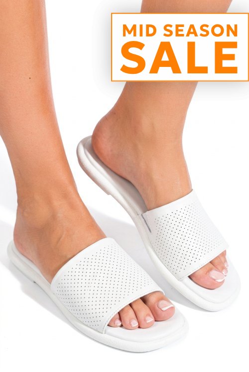 Papuci albi piele naturala fsp001784