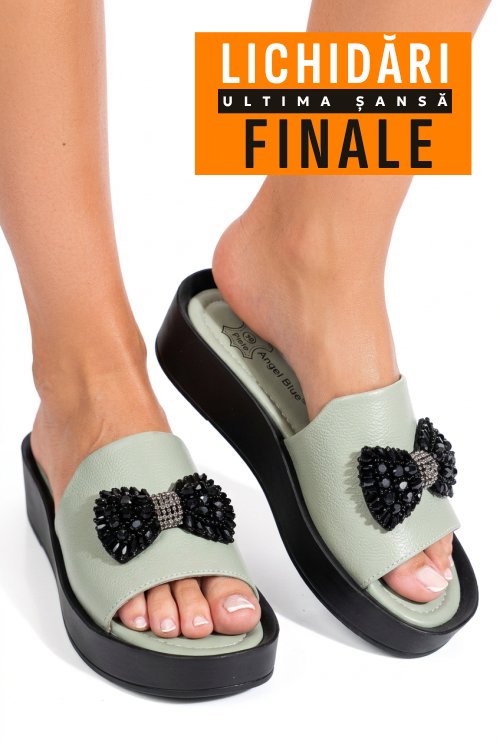 Papuci olive piele naturala gpci004