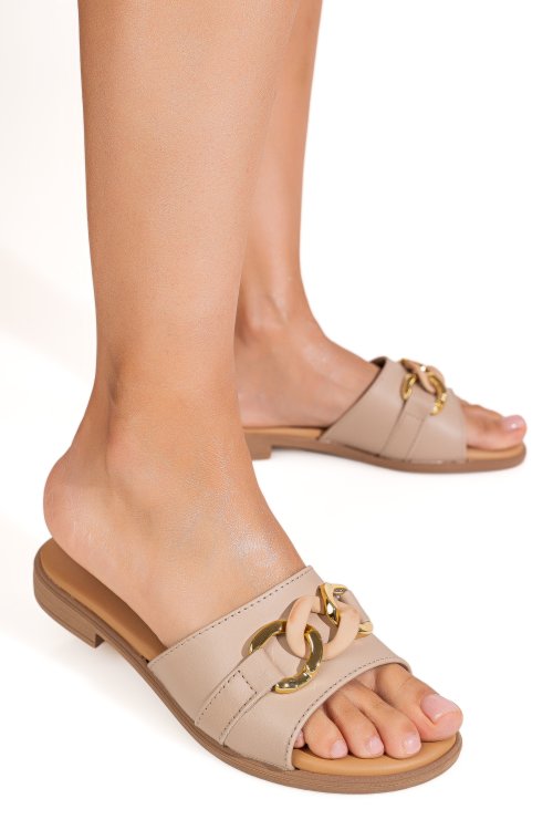 Papuci nude piele naturala ps77op41