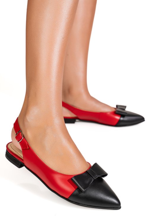 Balerini negru rosu piele naturala 3s7780