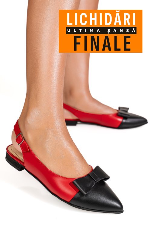 Balerini negru rosu piele naturala 3s7780