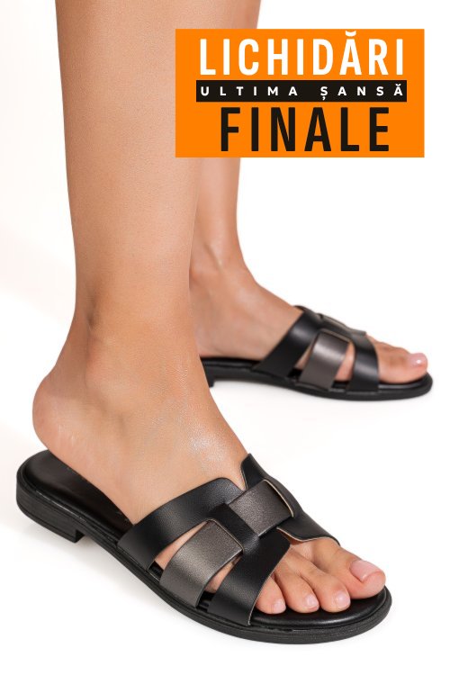 Papuci negri piele naturala ps77op136
