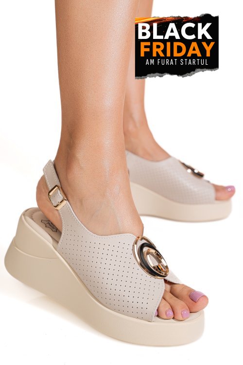 Sandale bej piele naturala tpc2003